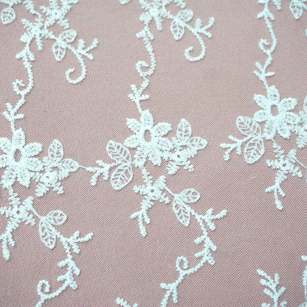 Water Soluble Lace Embroidered Fabric Milk Silk for Women's Wear Whole 4
